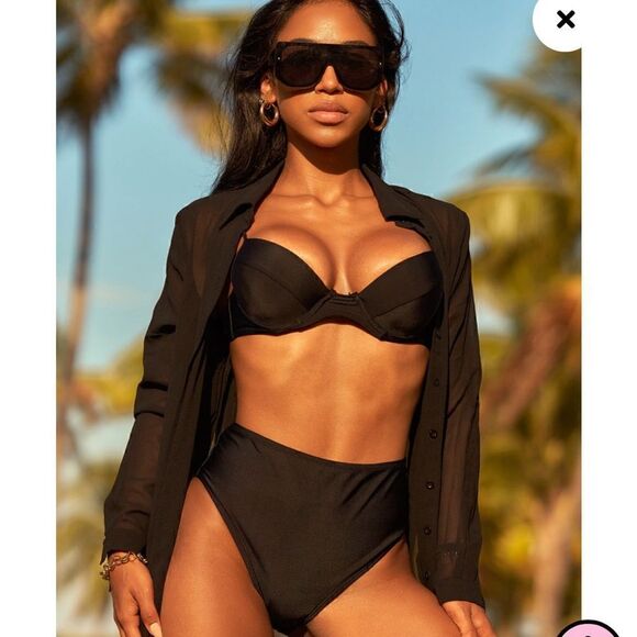 PrettyLittleThing Tops - PLT mesh beach black shirt blouse US2 new